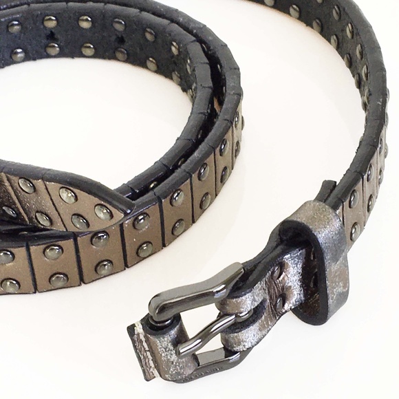 BURBERRY Metallic Studded Skinny Leather Belt - Picture 5 of 11
